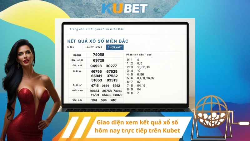Giao diện xem kết quả xổ số hôm nay trực tiếp trên Kubet